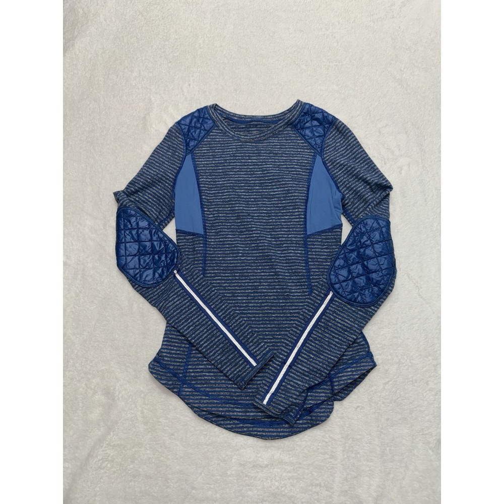 Lululemon Run Ice Queen Slope Stripe Limitless Blue long sleeve size 6